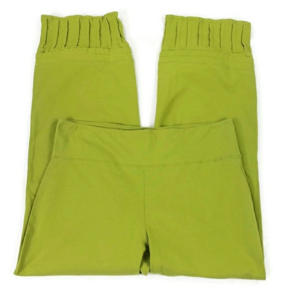 Neon Buddha Green Pullon Cropped Pleated Cuff Capri Pants Womens Small - Picture 3 of 10
